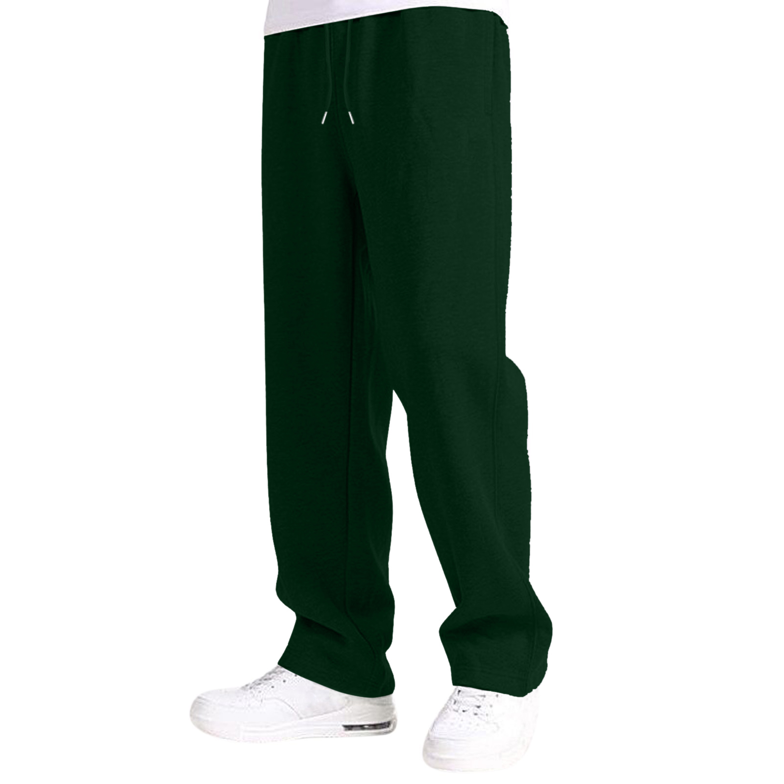 thumbnail image 2 of Pantalones de chándal con forro polar para hombre: pierna recta ancha, cintura alta, bolsillos, poliéster resistente para uso diario/deportivo, tallas US/UK/EU S-XXXL, 2 of 8